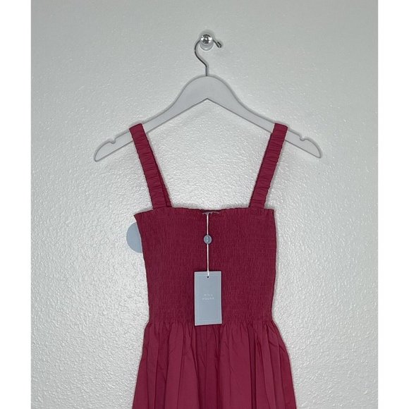 Hill House Home Lipstick Pink The Anjuli Nap Prairie Maxi Dress Size M NWT - Picture 3 of 8